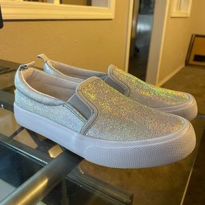 Silver sparkly kid shoes